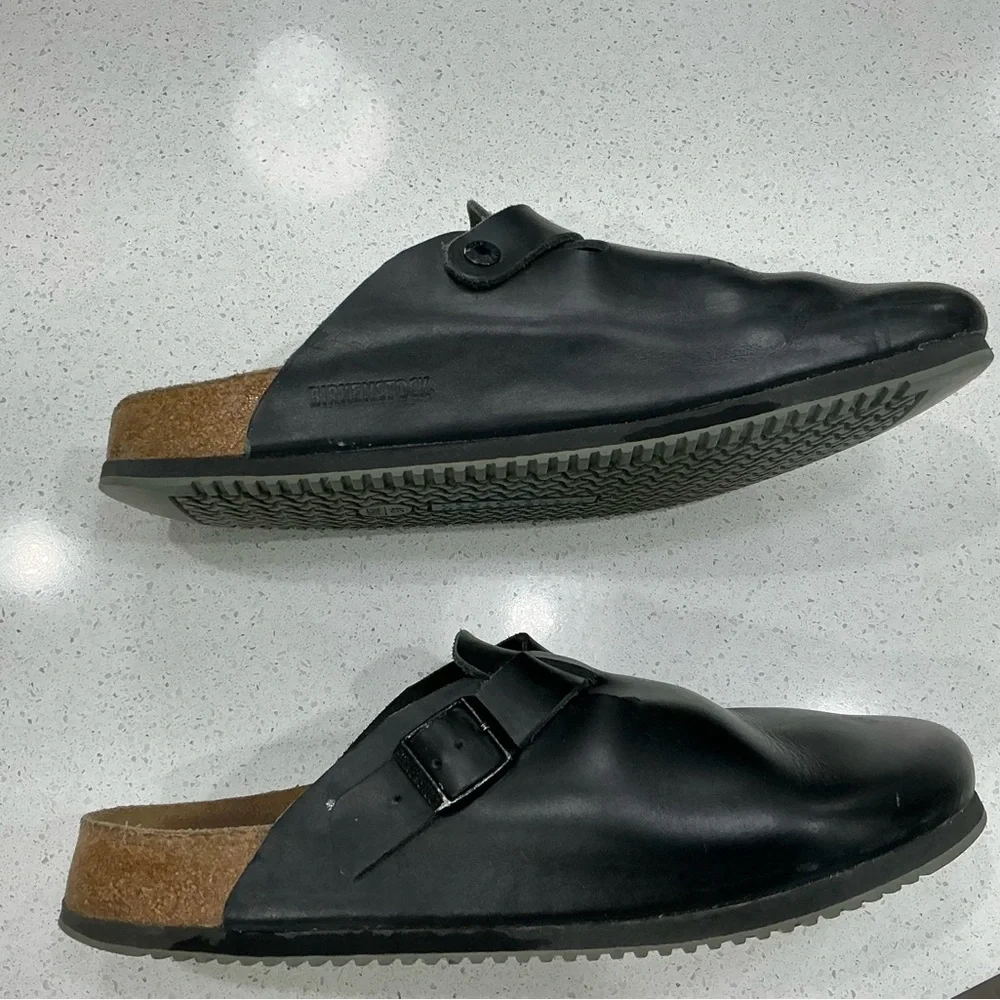 Birkenstock Black Leather Clogs